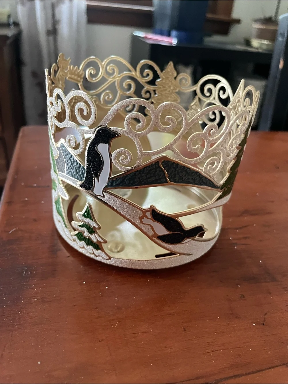 Bath & Body Works Gold and White Polar Bear Candle Holder - Picture 2 of 3
